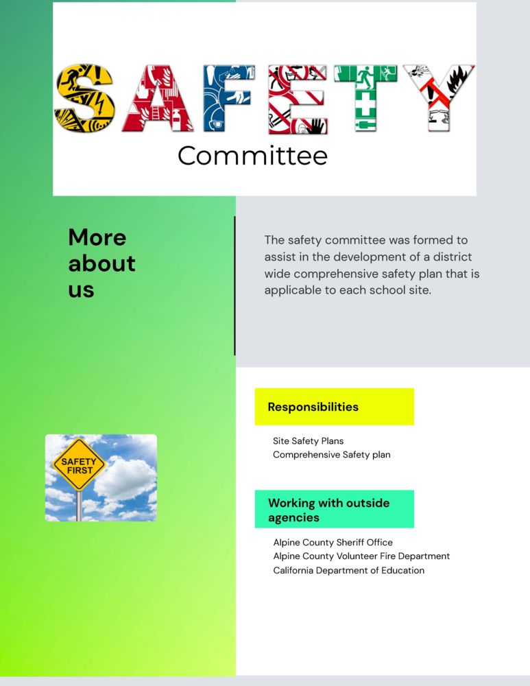 Flyer that details the duties of Safety Committee